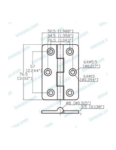 Dobradiça inox 76.5x50.5 2