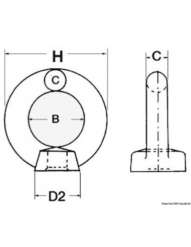 Olhal fêmea AISI316 - 8mm