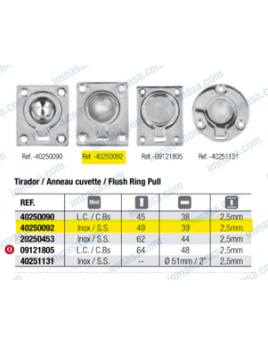 FECHADURA INOX 49x39mm AISI-316