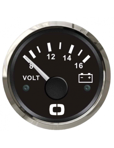 Voltímetro 8/16 V preto/brilhante