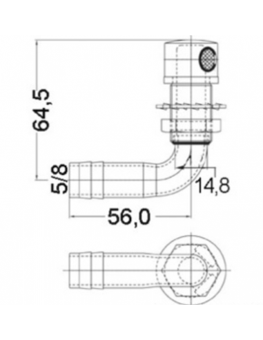Respirador combustível 90° inox - 16 mm
