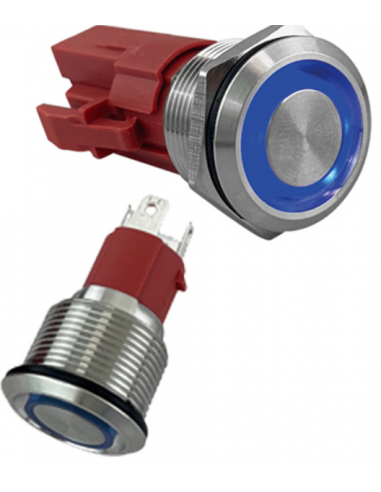 Botão pressão c/ luz LED azul
