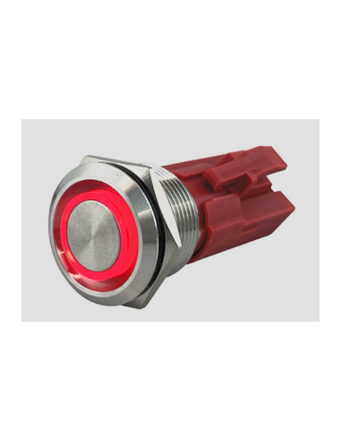 Botão pressão c/ luz LED vermelha